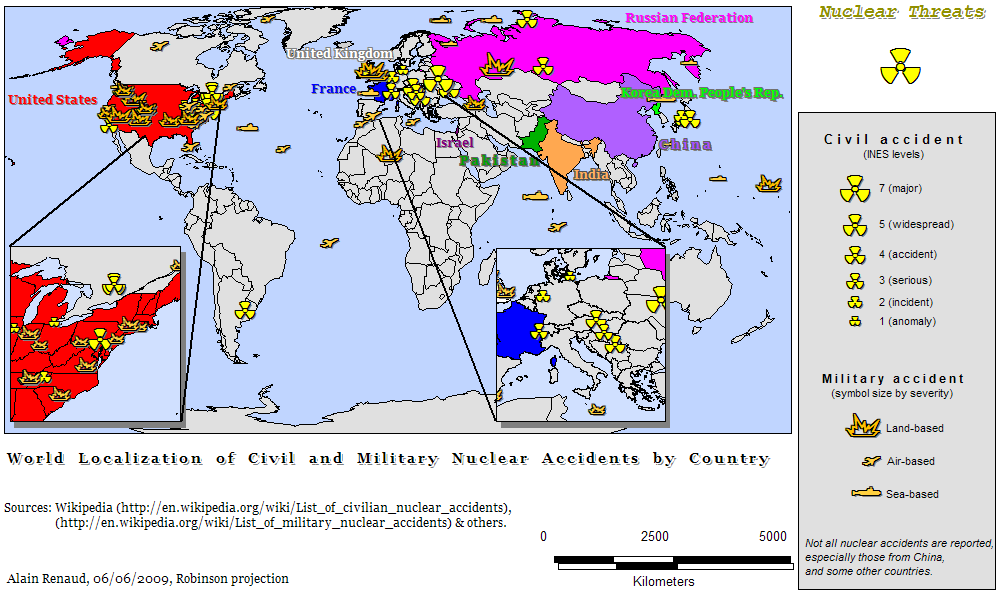 World Localization of Civil and Military Nuclear Accidents by Country