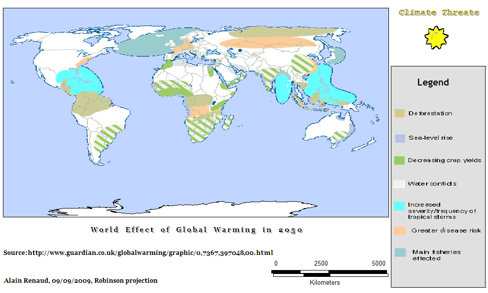 World Effect of Global Warming in 2050
