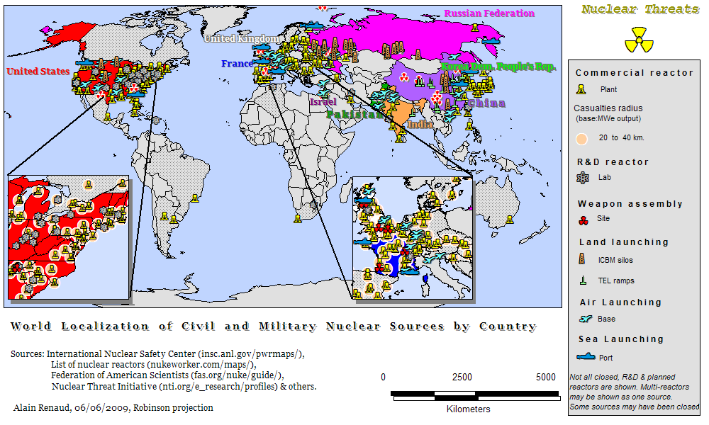 World Localization of Civil and Military Nuclear Sources by Country